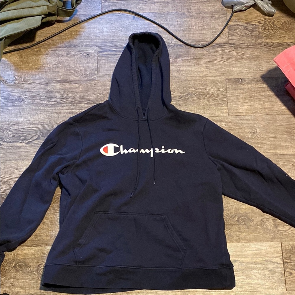 Champion Navy Hoodie with Logo
